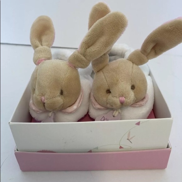 Doudou Et Compagnie Paris Bunny Baby Bootie Slippers Soft Fur Crib Shoes 3M - Picture 2 of 5